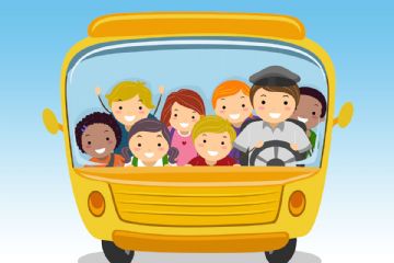 cartoon bus e bambini